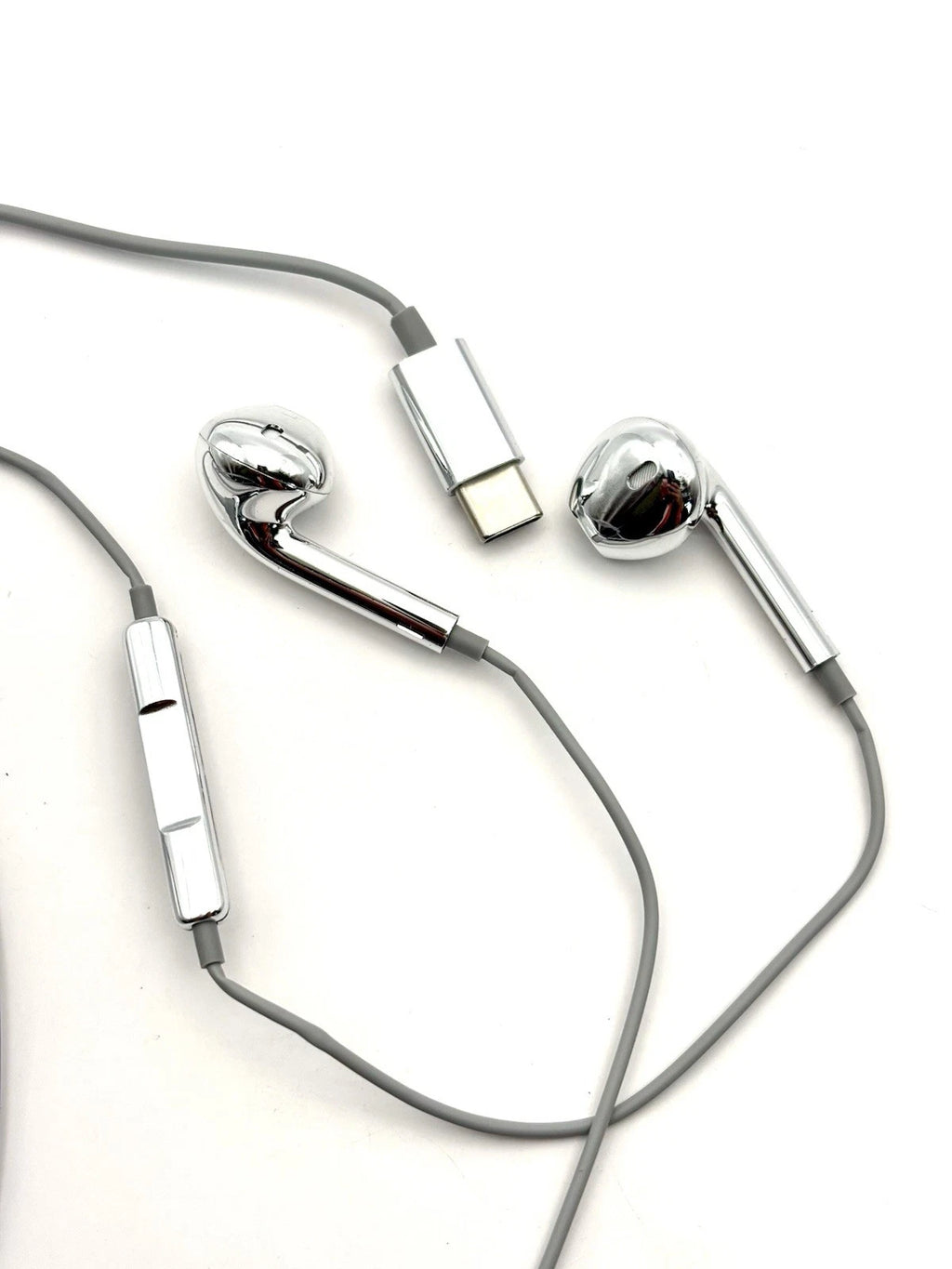 Chrome Headphones Wired USB C Type with Microphone Earbuds