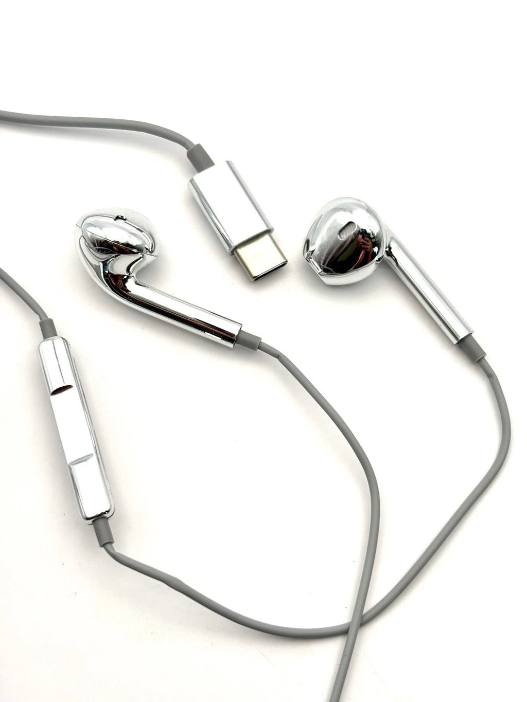 Chrome Headphones Wired USB C Type with Microphone Earbuds