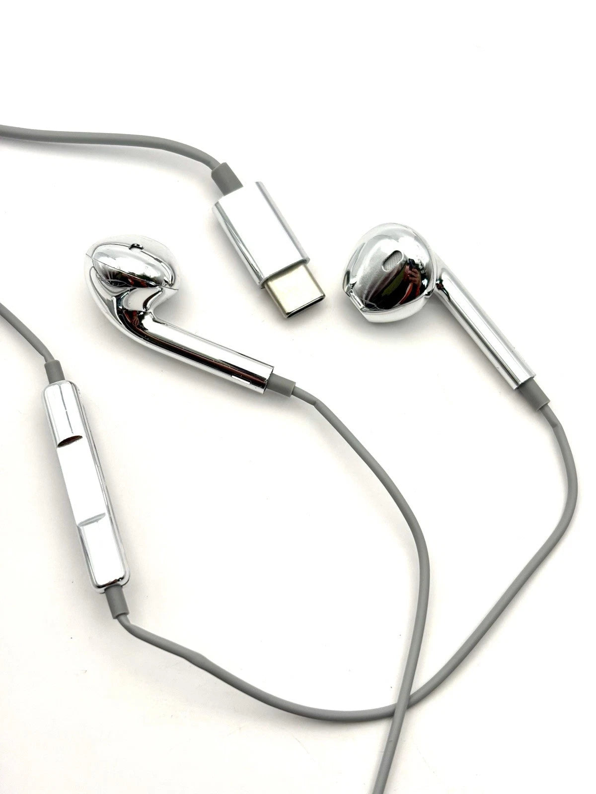 Chrome Headphones Wired USB C Type with Microphone Earbuds
